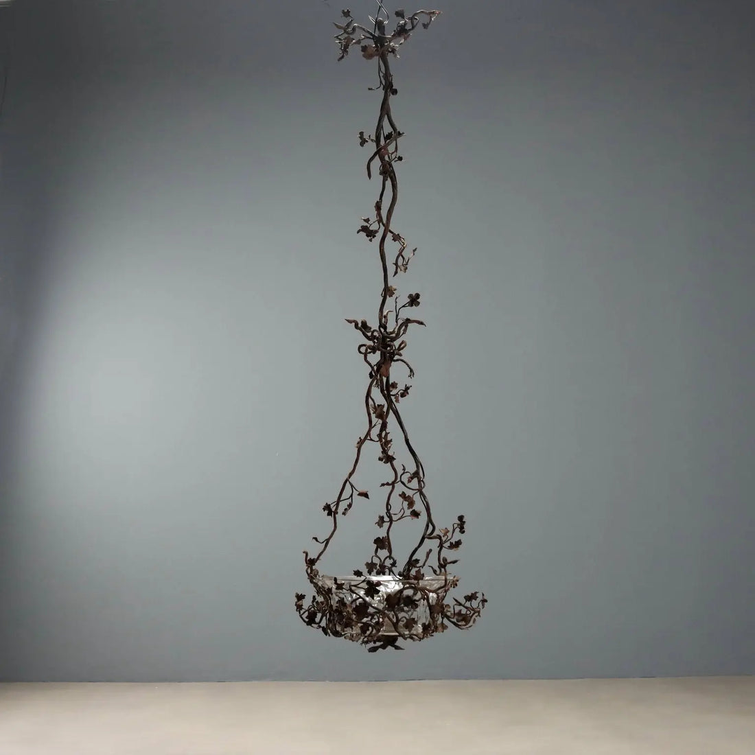 Antique Chandelier Iron Flower Decorations Glass Italy XIX Century