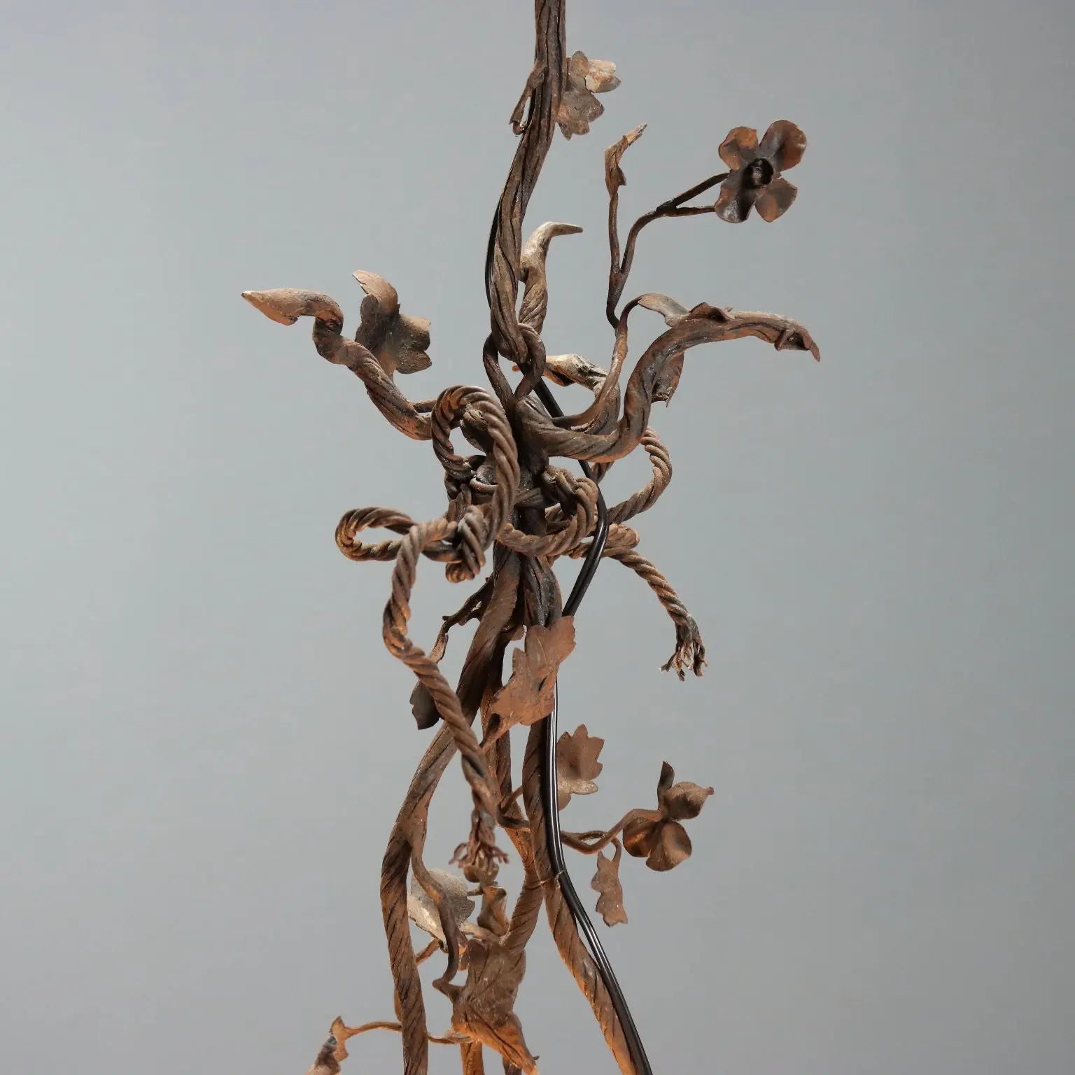 Antique Chandelier Iron Flower Decorations Glass Italy XIX Century
