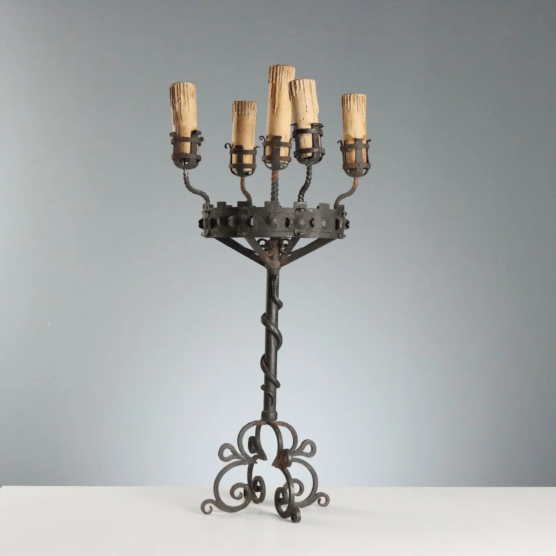 Five-Light Wrought Iron Torchère - Italy 19th Century