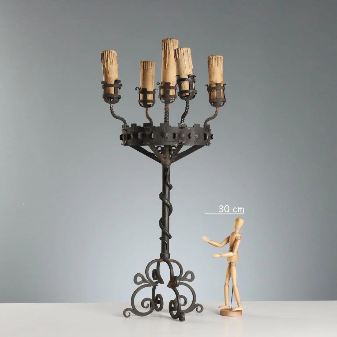 Five-Light Wrought Iron Torchère - Italy 19th Century