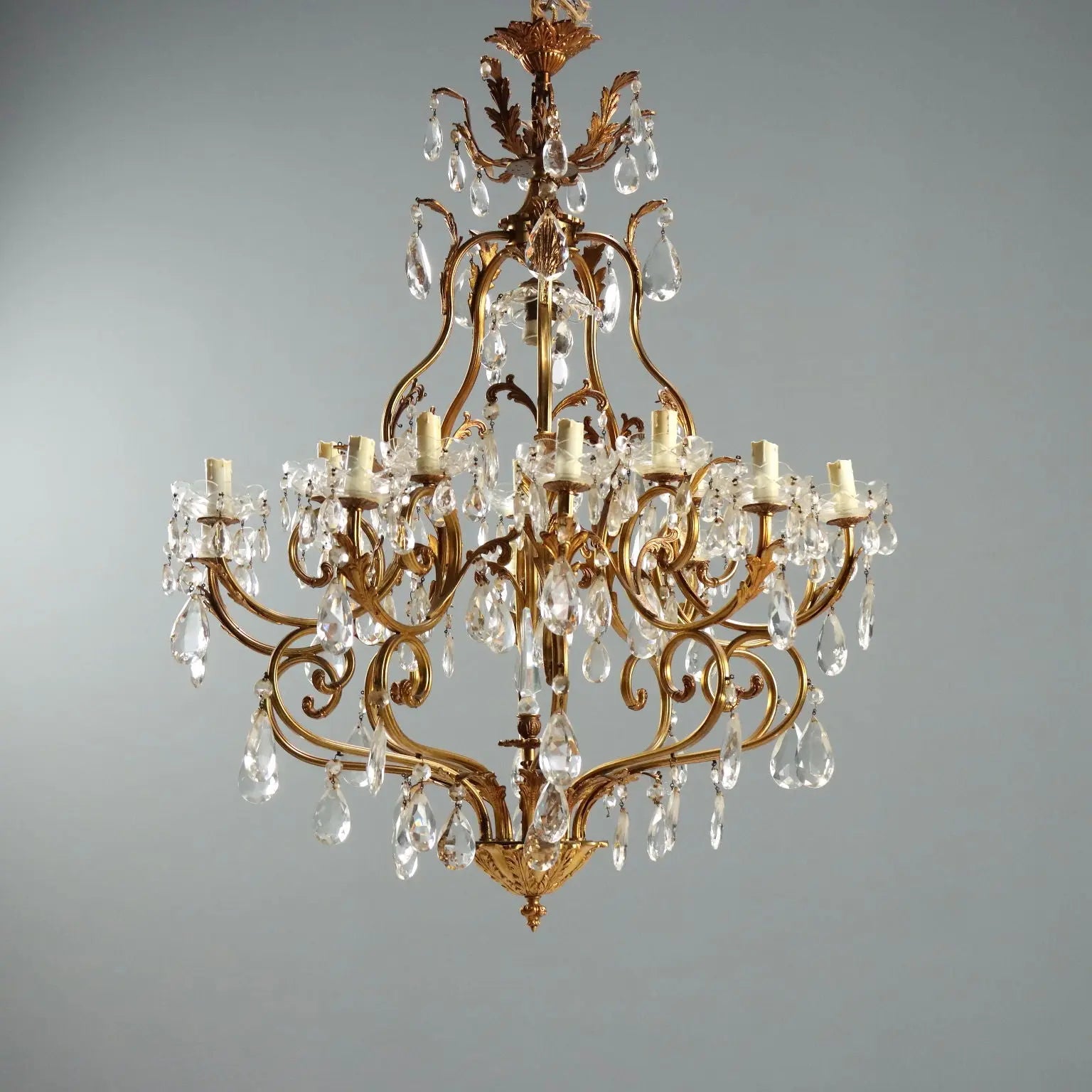 Gilt Bronze Chandelier, 20th Century Italy