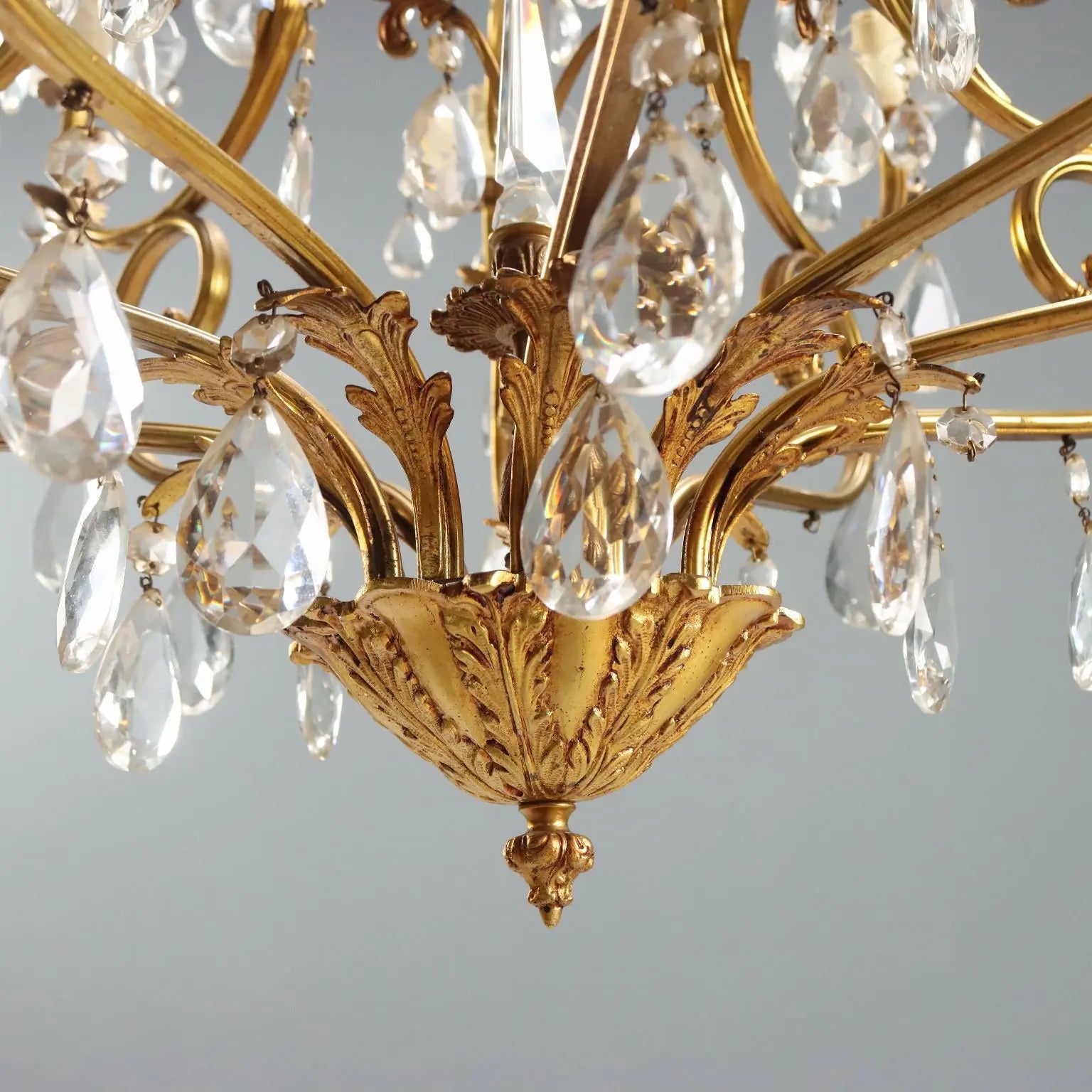 Gilt Bronze Chandelier, 20th Century Italy