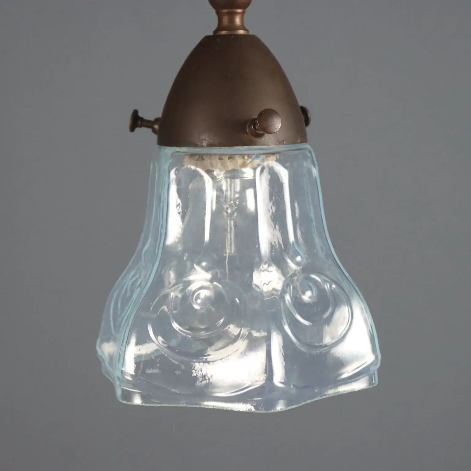 Antique Chandelier Art Nouveau Metal Glass Italy XX Century