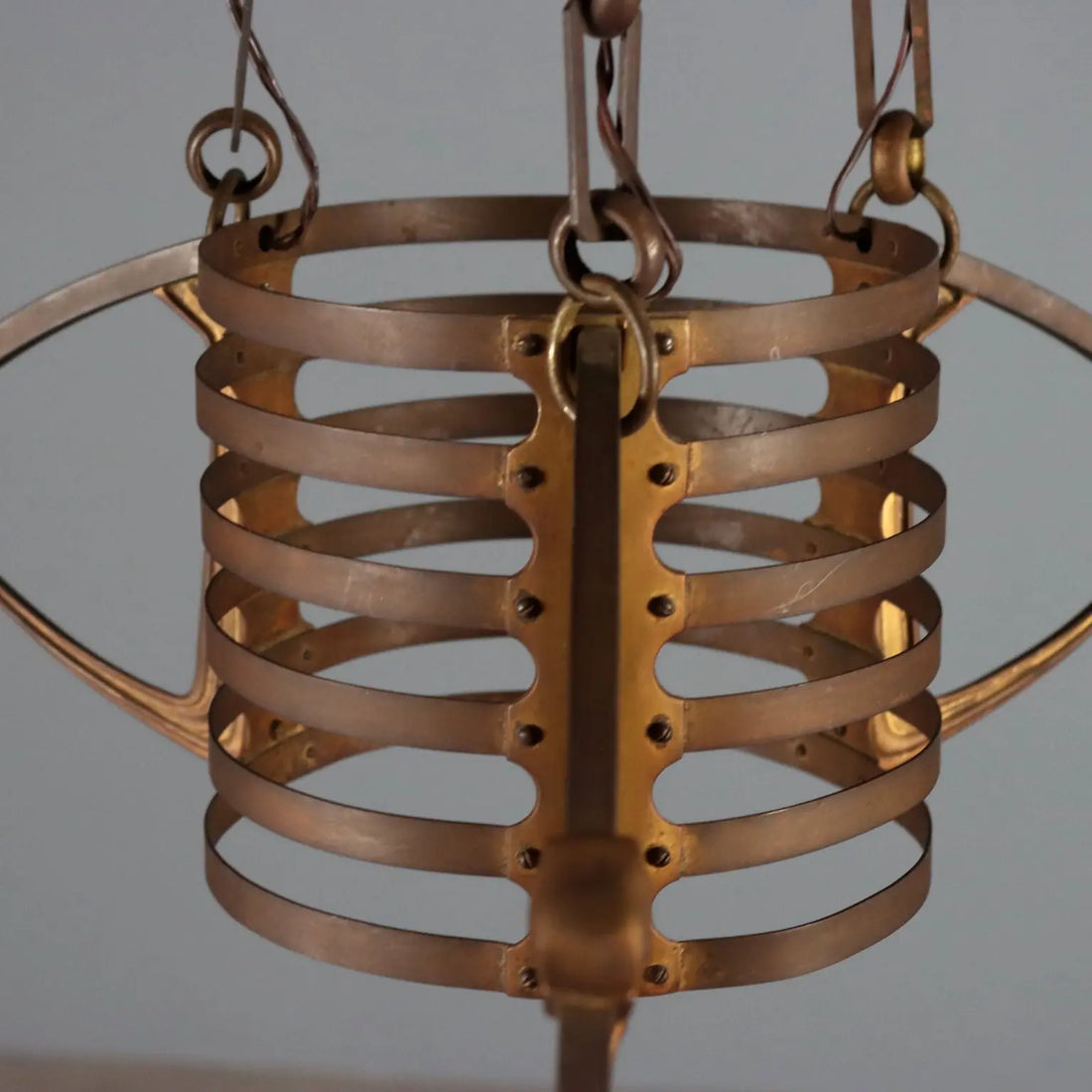 Antique Chandelier Art Nouveau Metal Glass Italy XX Century