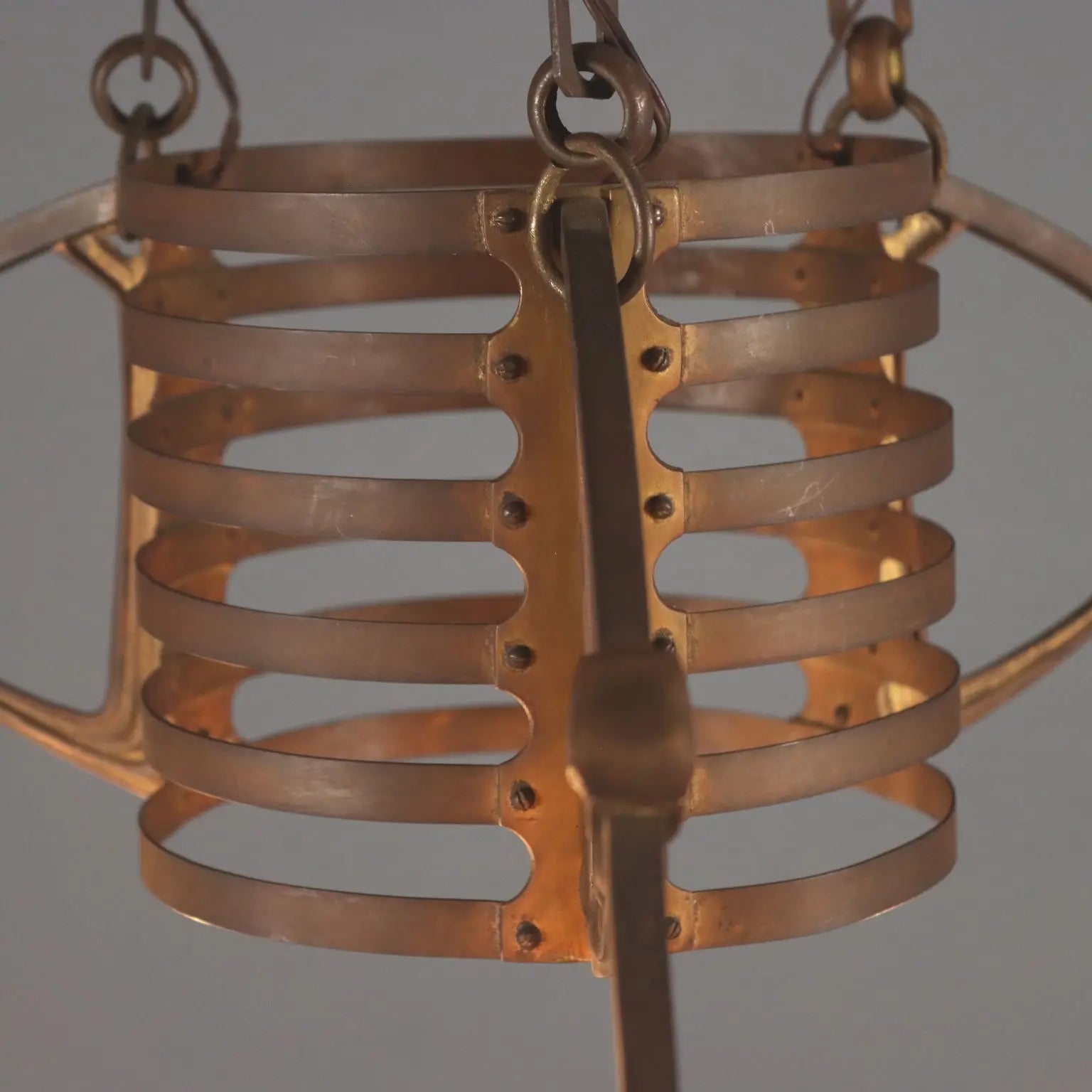 Antique Chandelier Art Nouveau Metal Glass Italy XX Century