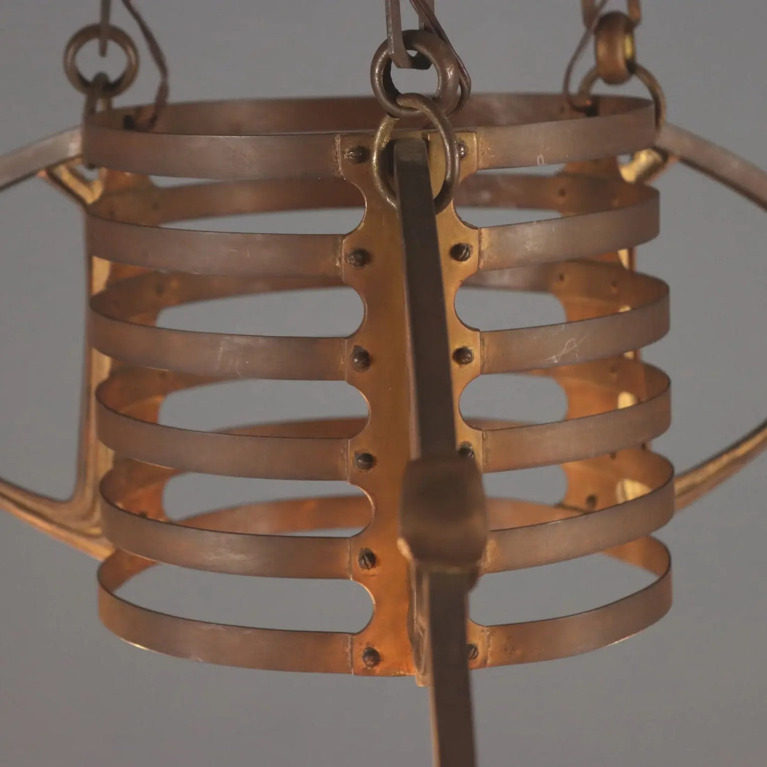Antique Chandelier Art Nouveau Metal Glass Italy XX Century
