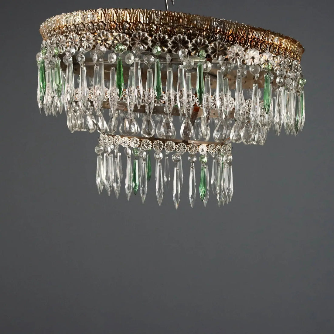 Antique Chandelier Empire Style Iron Glass Italy XX Century