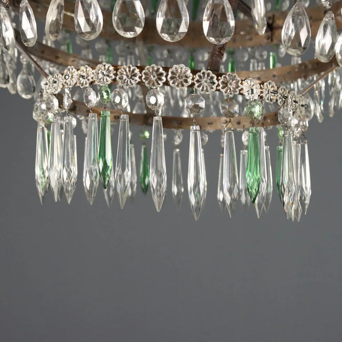 Antique Chandelier Empire Style Iron Glass Italy XX Century