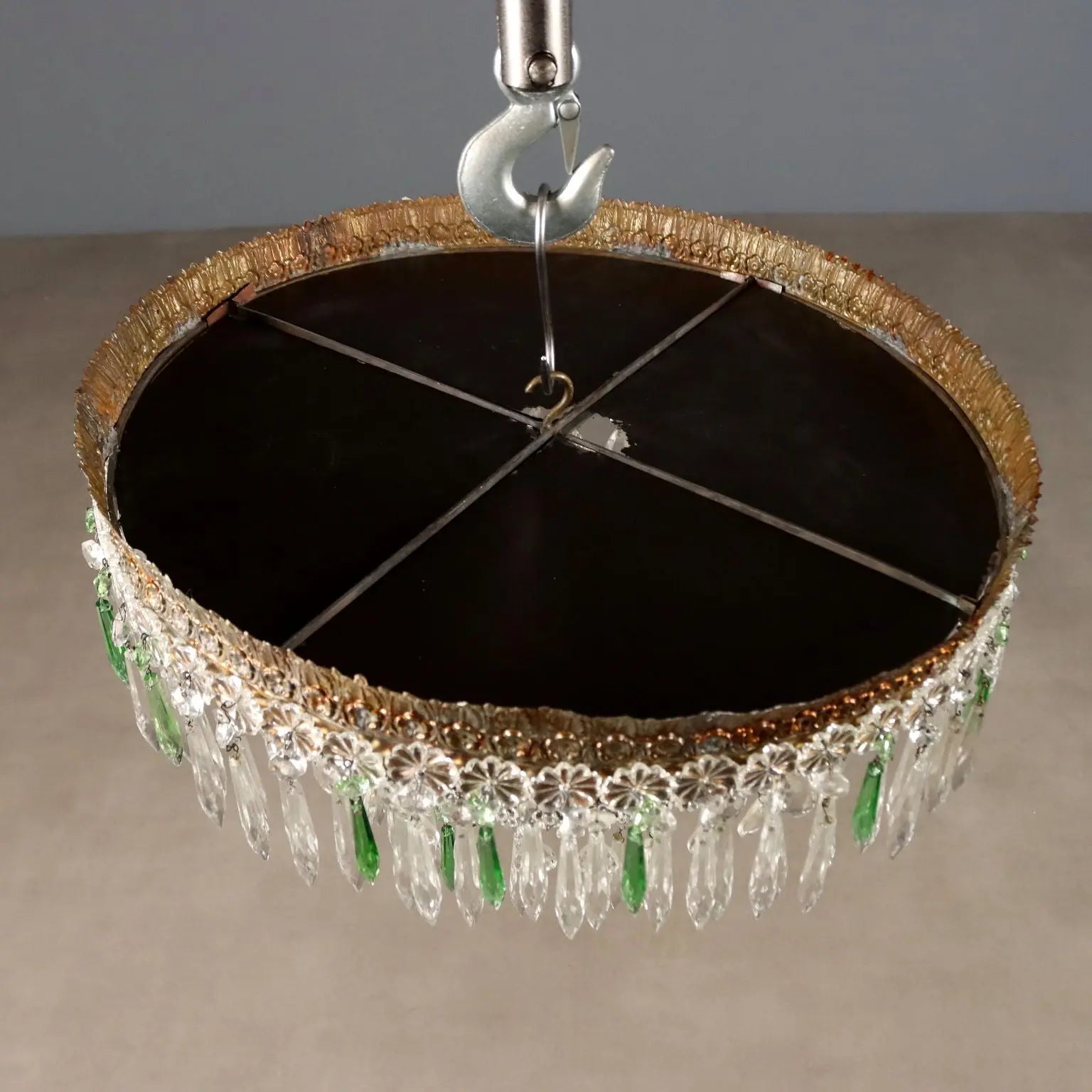 Antique Chandelier Empire Style Iron Glass Italy XX Century