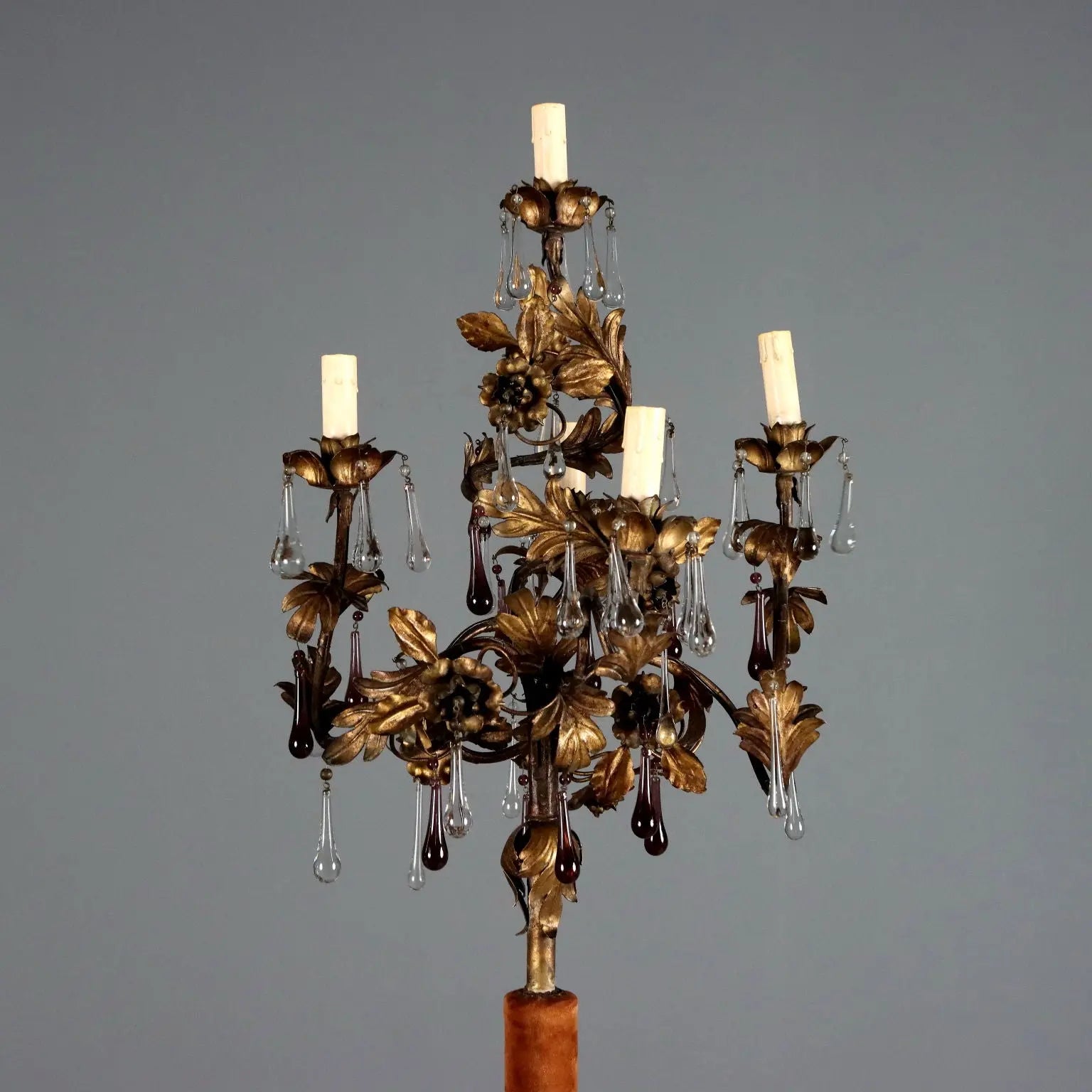 Floor Lamp with Wooden Putto - Italy 19th Century
