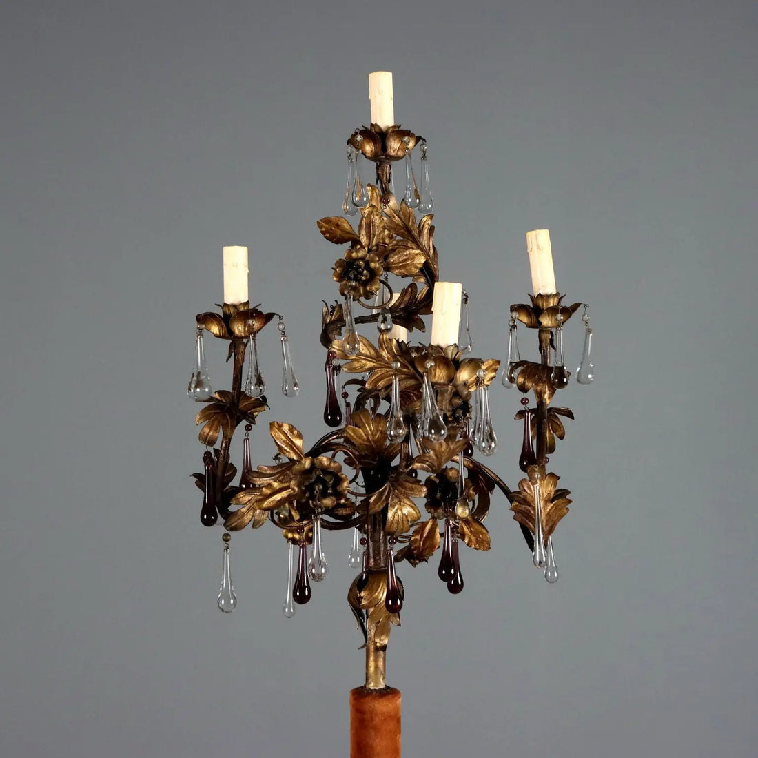 Floor Lamp with Wooden Putto - Italy 19th Century