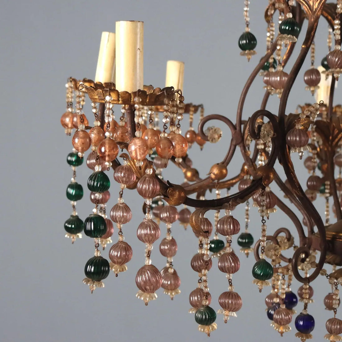 Iron and Glass Chandelier - Italy Early 20th Century