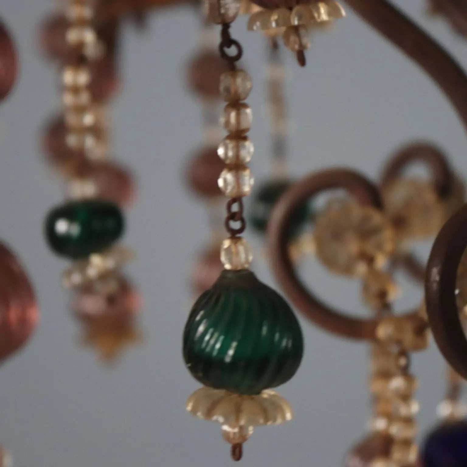 Iron and Glass Chandelier - Italy Early 20th Century