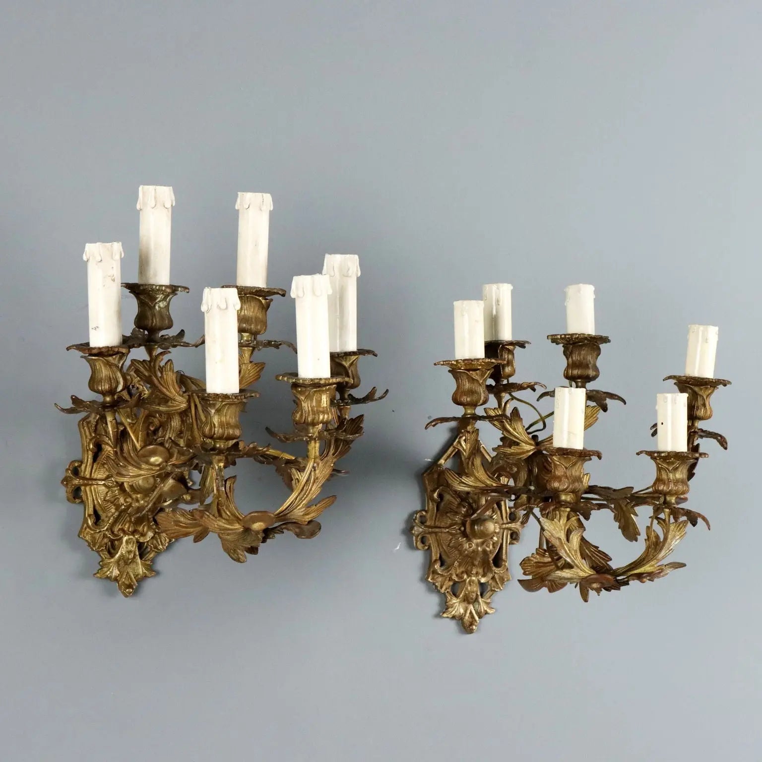 Antique Wall Lamps Gilded Bronze 6 Lights Italy XIX Century