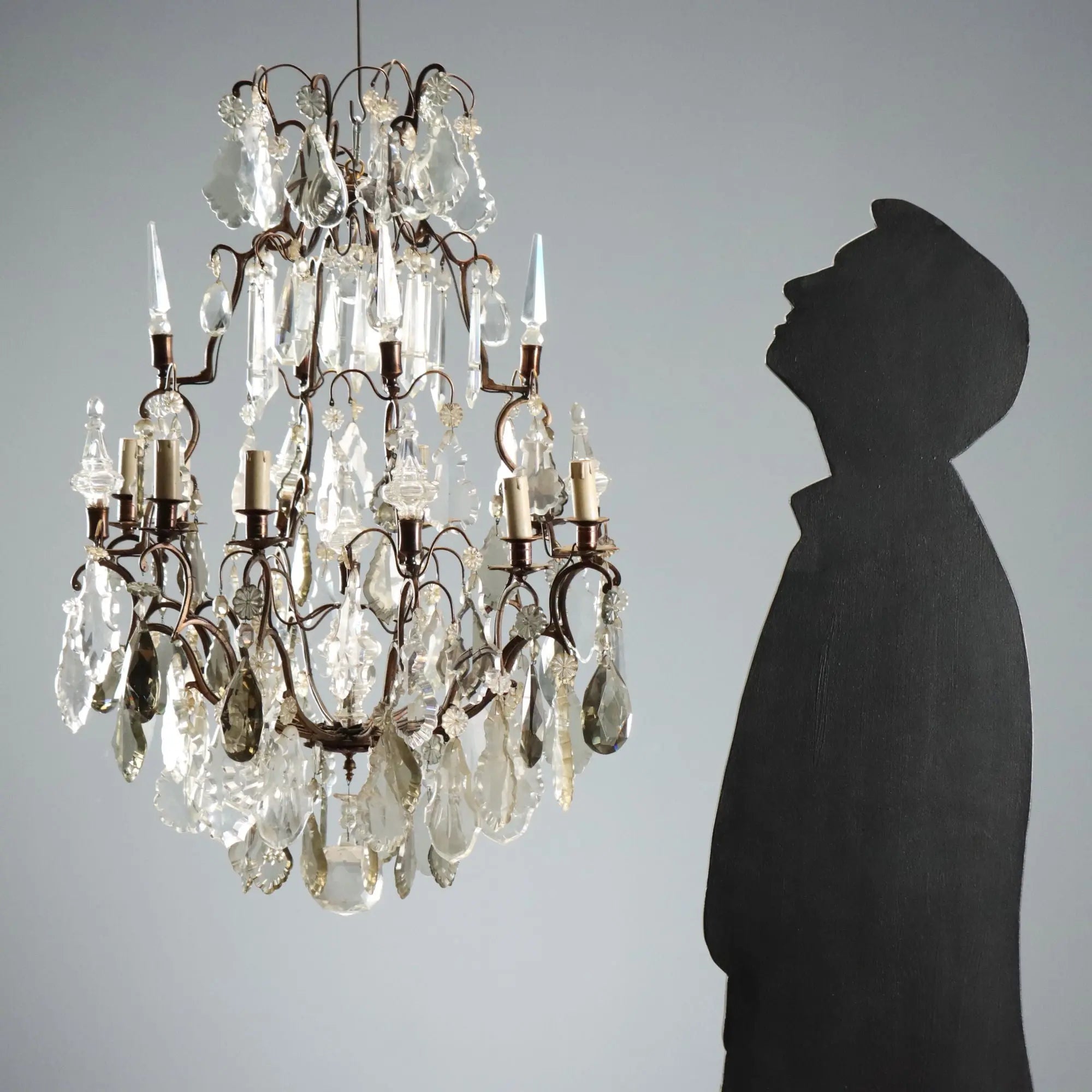 Antique Chandeliers Metal Glass 8 Lights Italy XIX Century