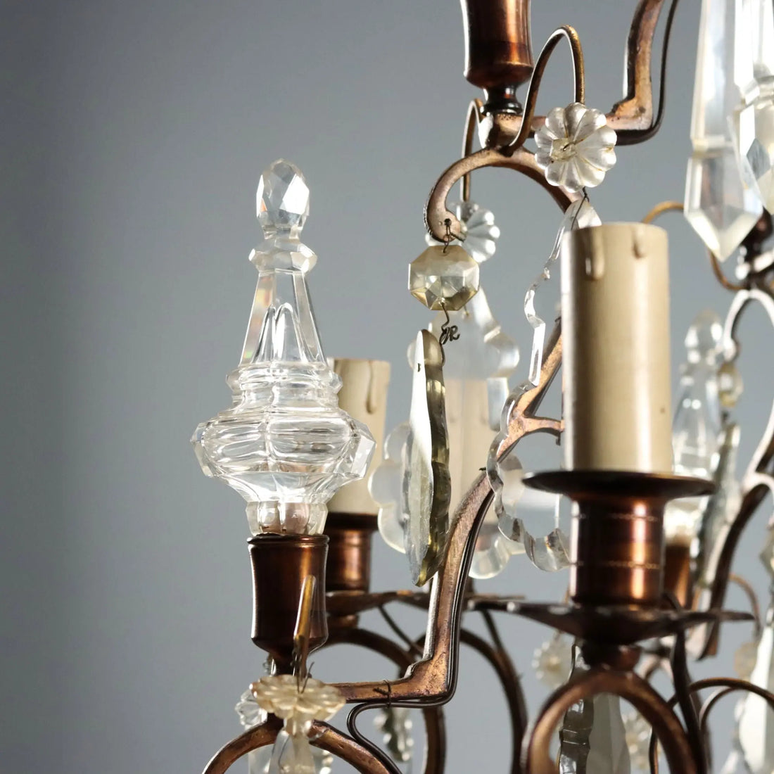 Antique Chandeliers Metal Glass 8 Lights Italy XIX Century