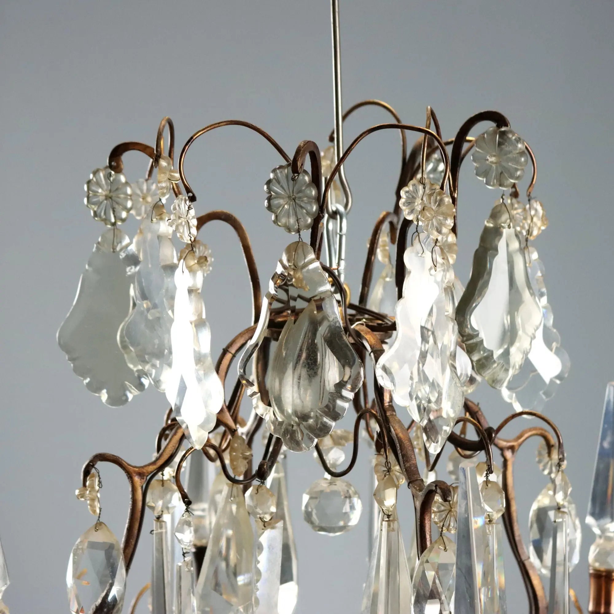 Antique Chandeliers Metal Glass 8 Lights Italy XIX Century