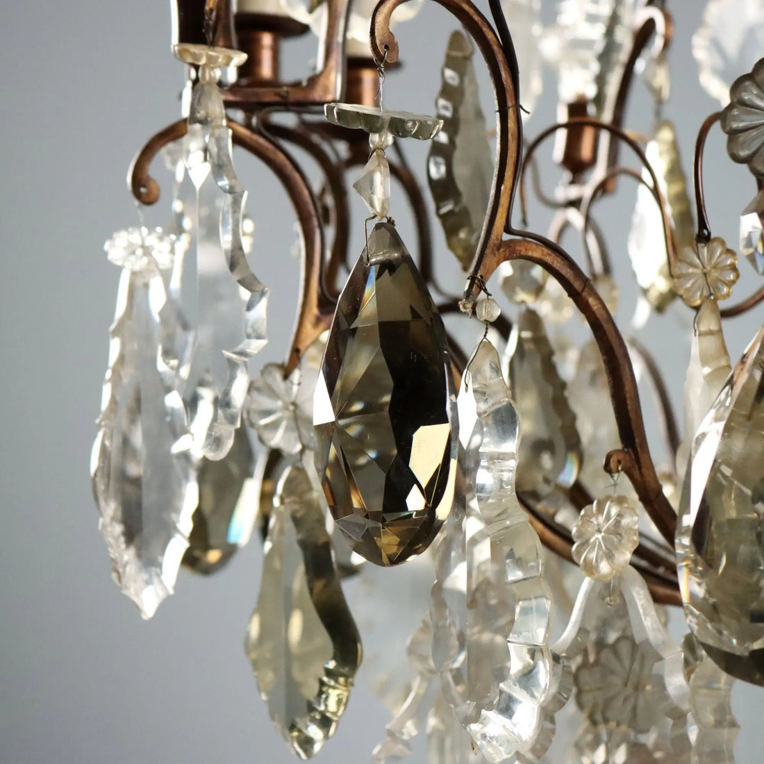 Antique Chandeliers Metal Glass 8 Lights Italy XIX Century