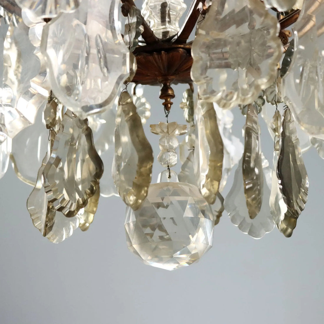 Antique Chandeliers Metal Glass 8 Lights Italy XIX Century
