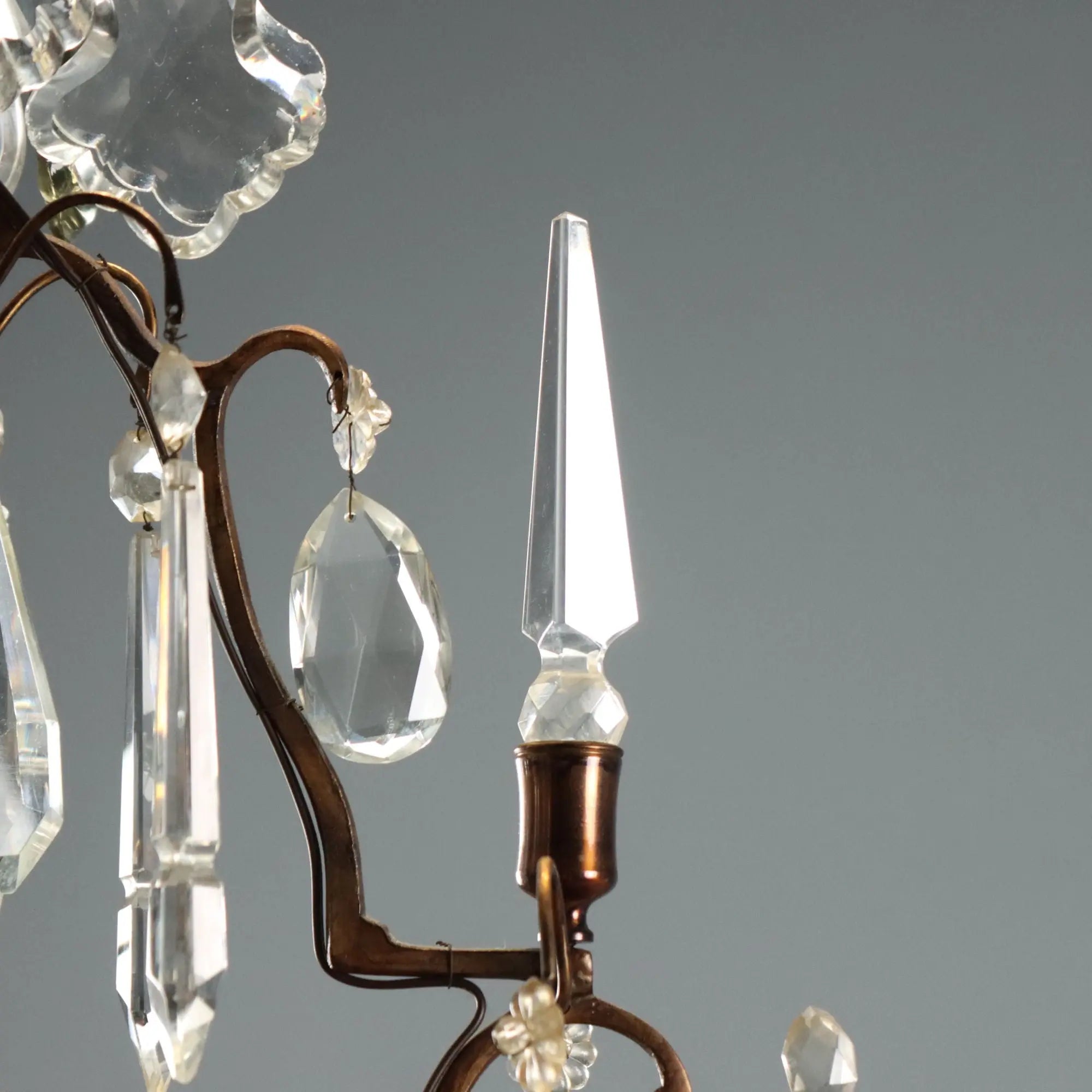 Antique Chandeliers Metal Glass 8 Lights Italy XIX Century