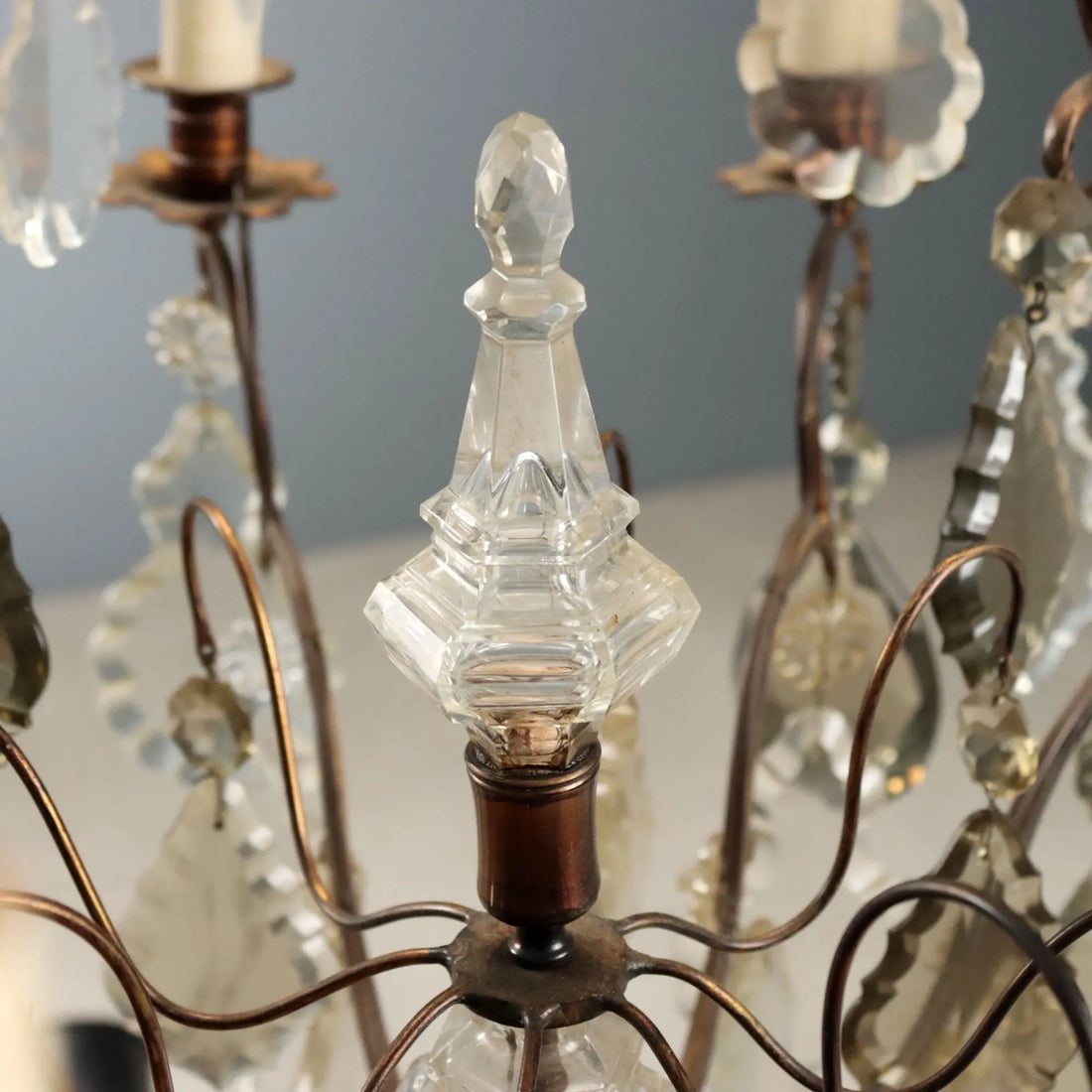 Antique Chandeliers Metal Glass 8 Lights Italy XIX Century