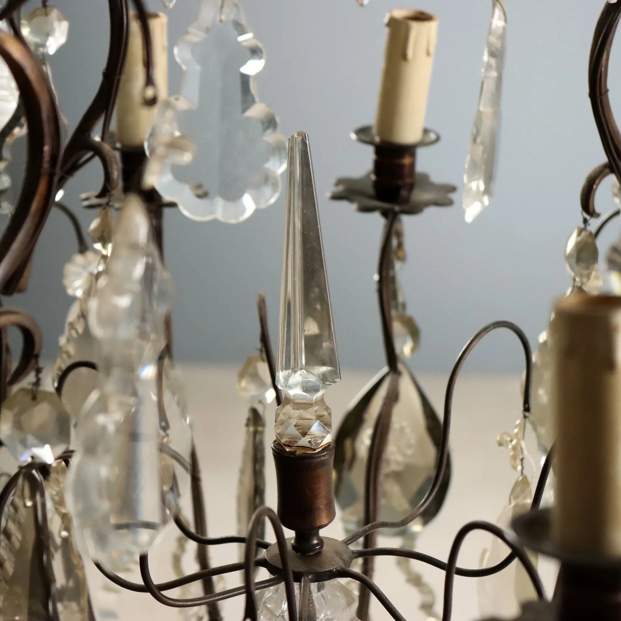 Antique Chandeliers Metal Glass 8 Lights Italy XIX Century