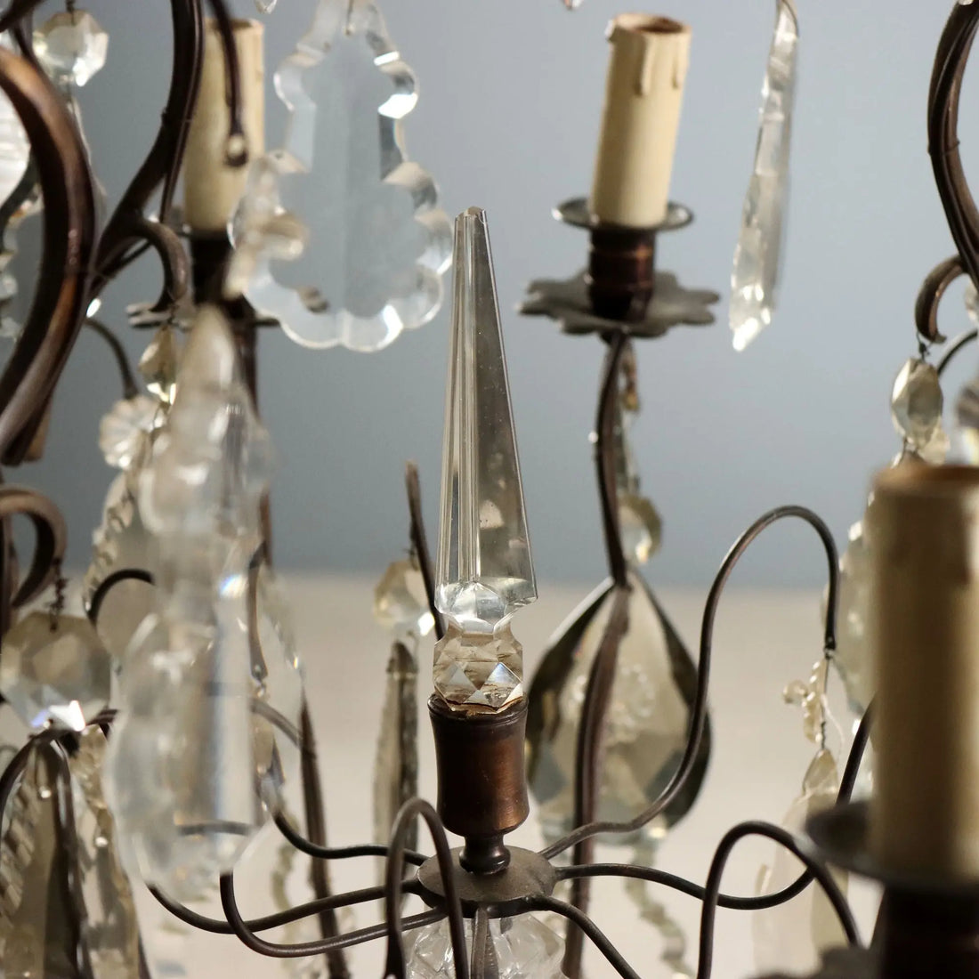 Antique Chandeliers Metal Glass 8 Lights Italy XIX Century