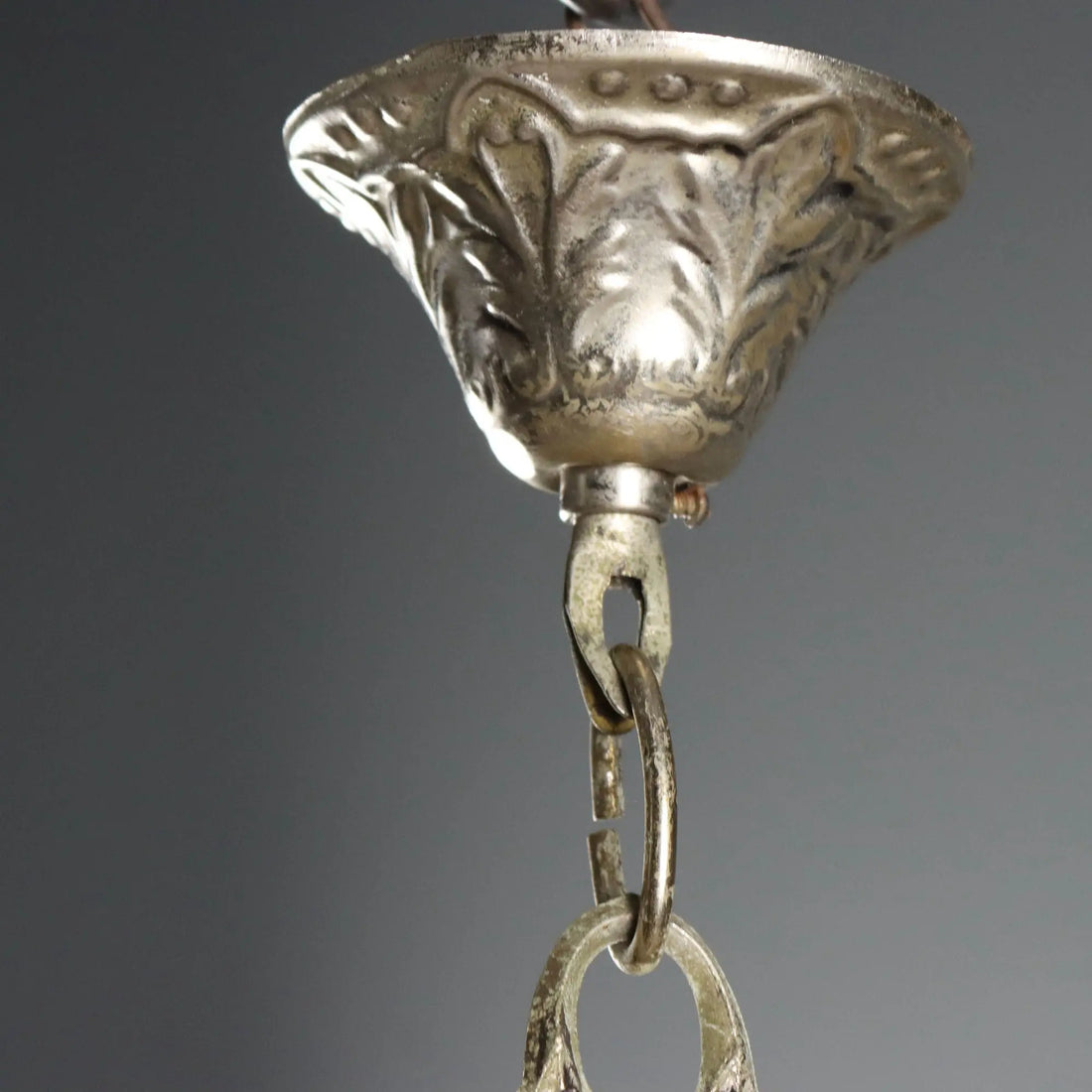 Antique Balloon Shaped Chandelier Silvered Metal Glass XX Century