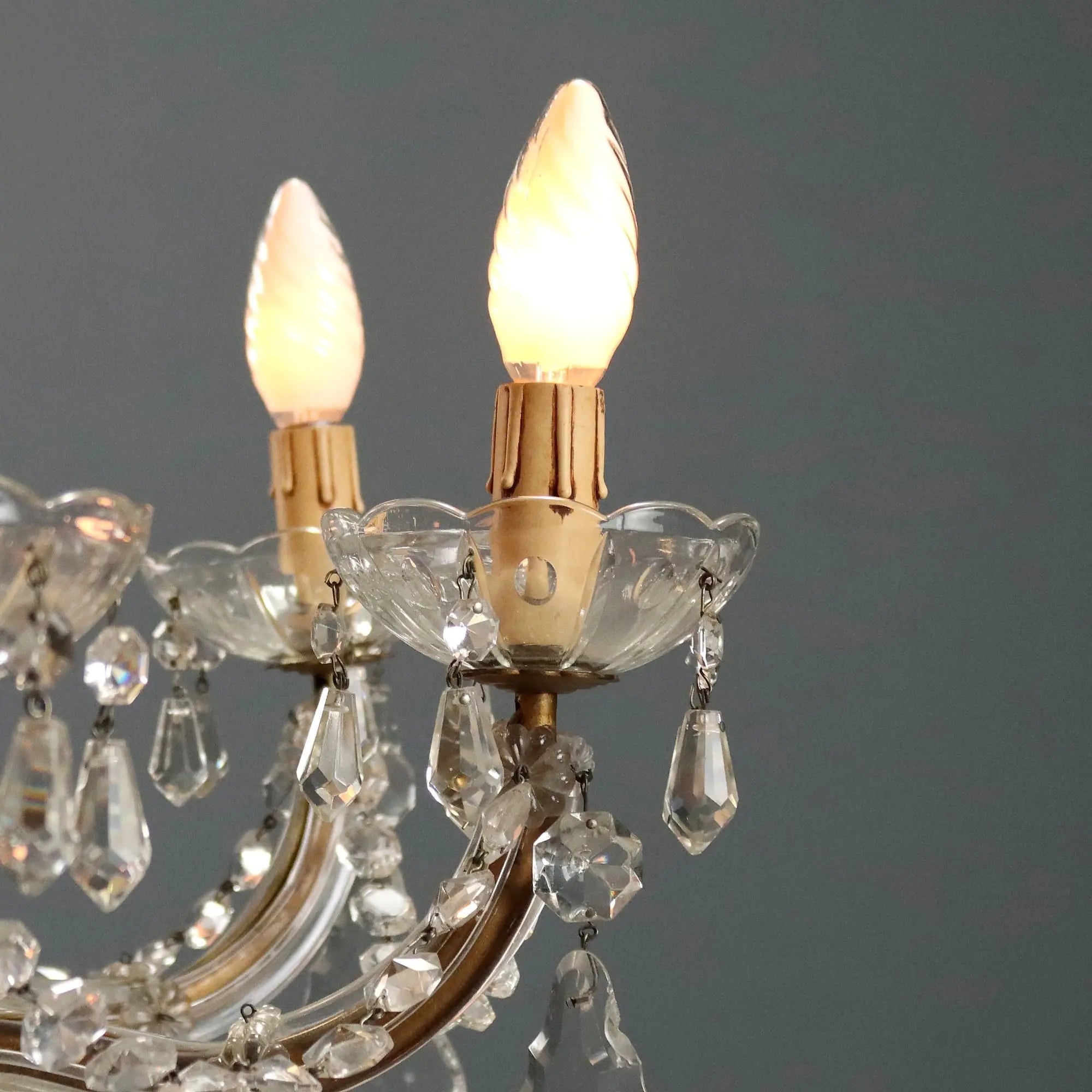 Antique Chandelier Maria Theresa Gilded Iron Italy XX Century