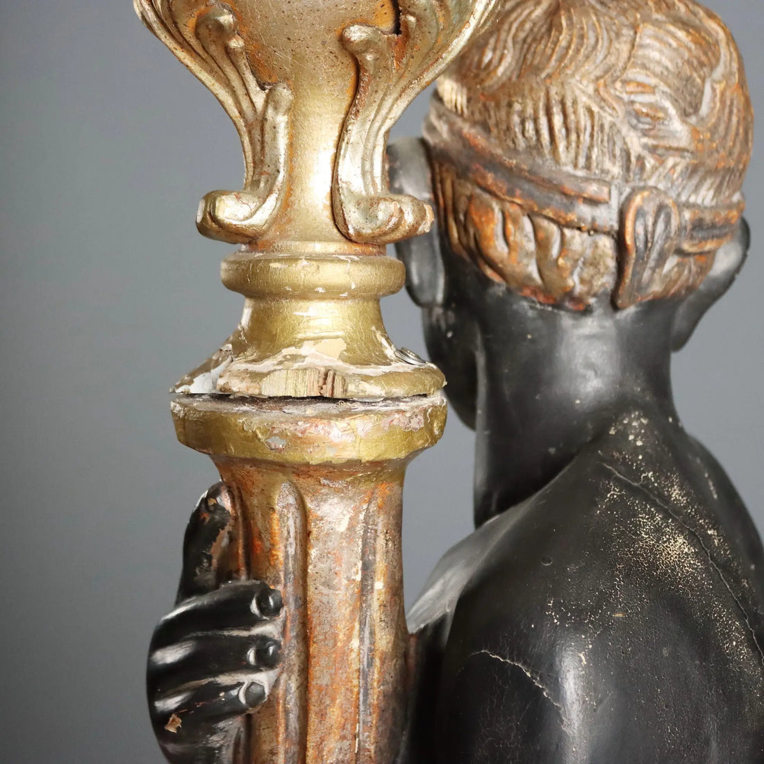 Antique Candelabra Carved Wood 6 Lights Italy XX Century