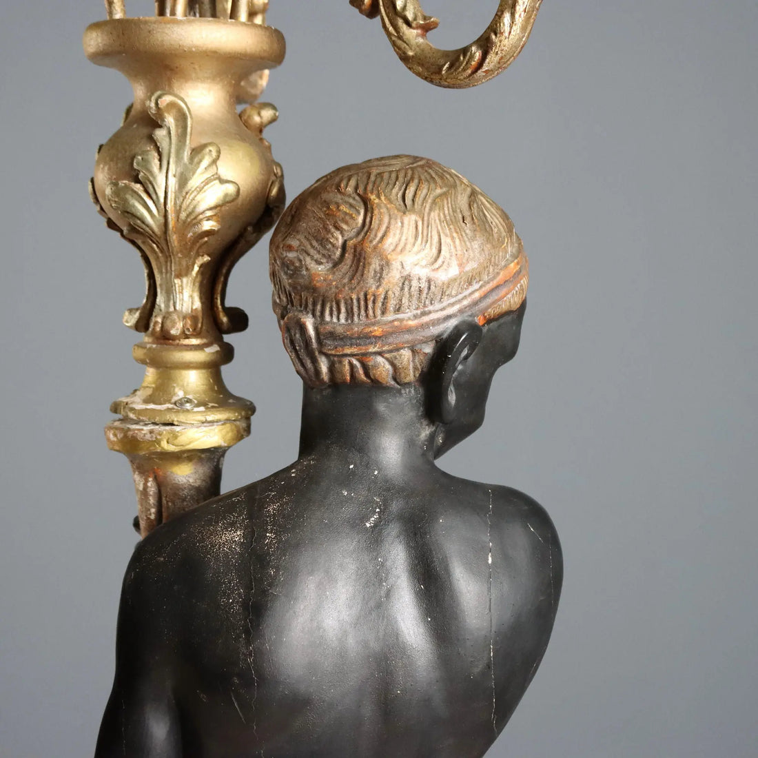 Antique Candelabra Carved Wood 6 Lights Italy XX Century