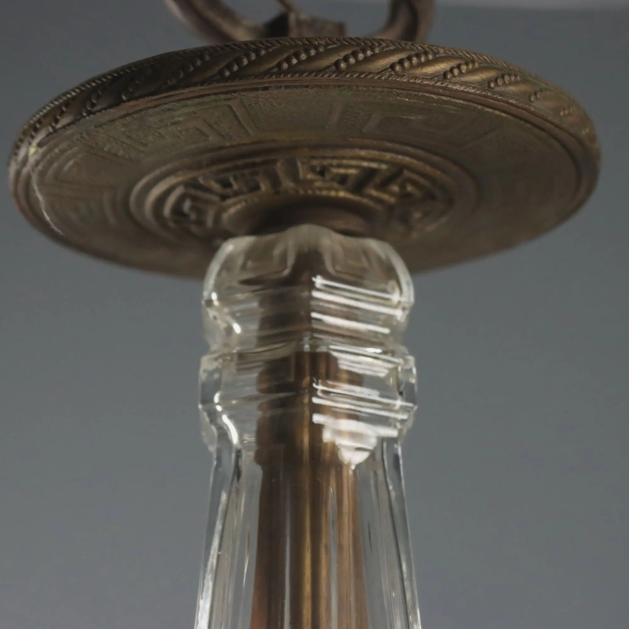 Antique Chandelier Art Nouveau Metal Glass Italy XX Century