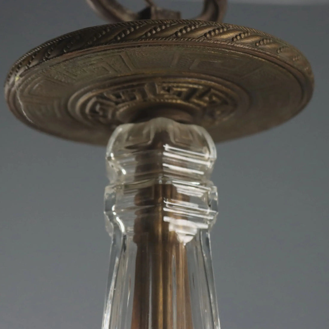 Antique Chandelier Art Nouveau Metal Glass Italy XX Century
