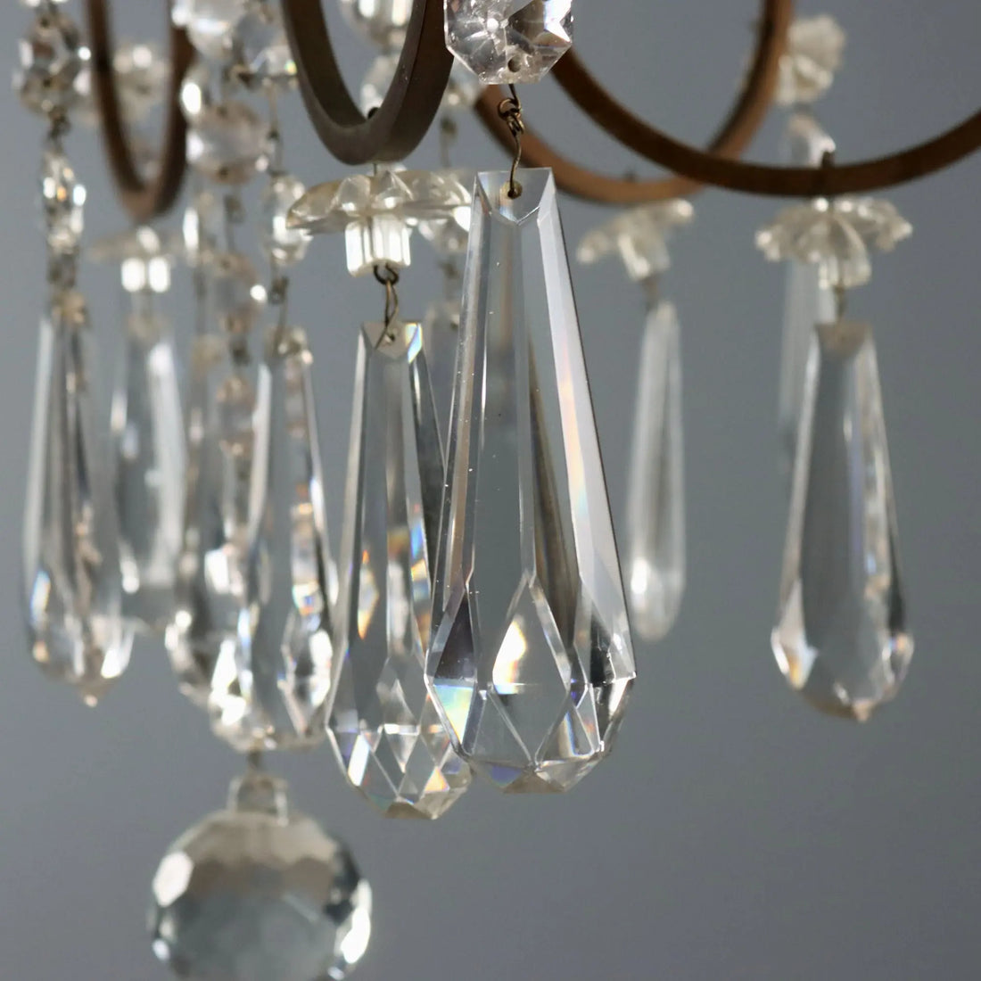 Antique Chandelier Art Nouveau Metal Glass Italy XX Century
