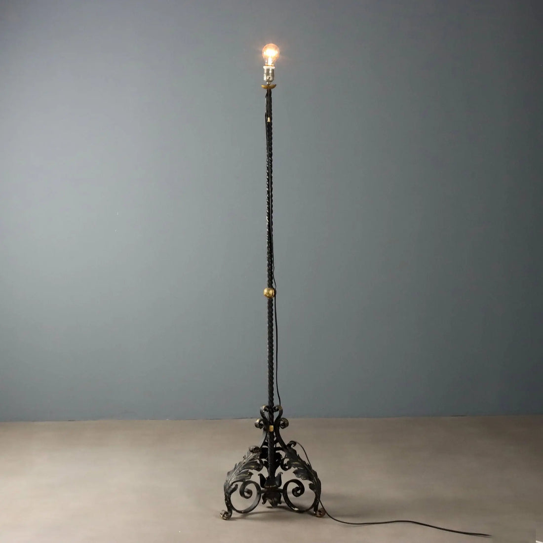 Antique Floor Lamp Iron Decorations Italy XIX Century
