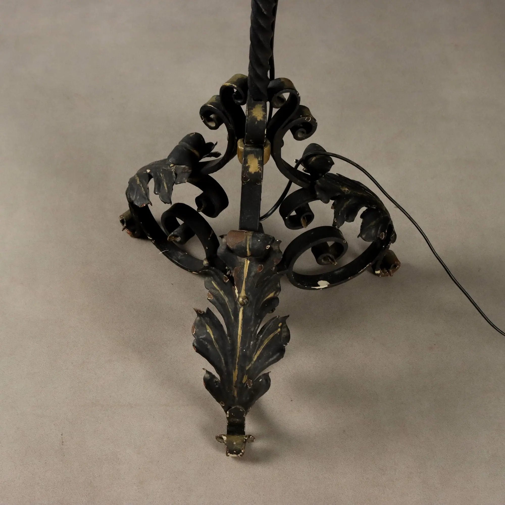 Antique Floor Lamp Iron Decorations Italy XIX Century