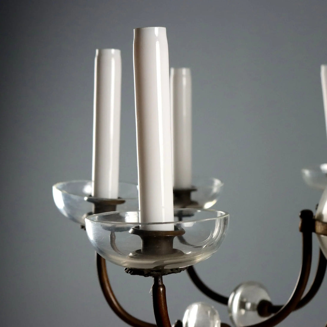 Antique Chandelier Metal Glass 8 Lights Italy Early XX Century