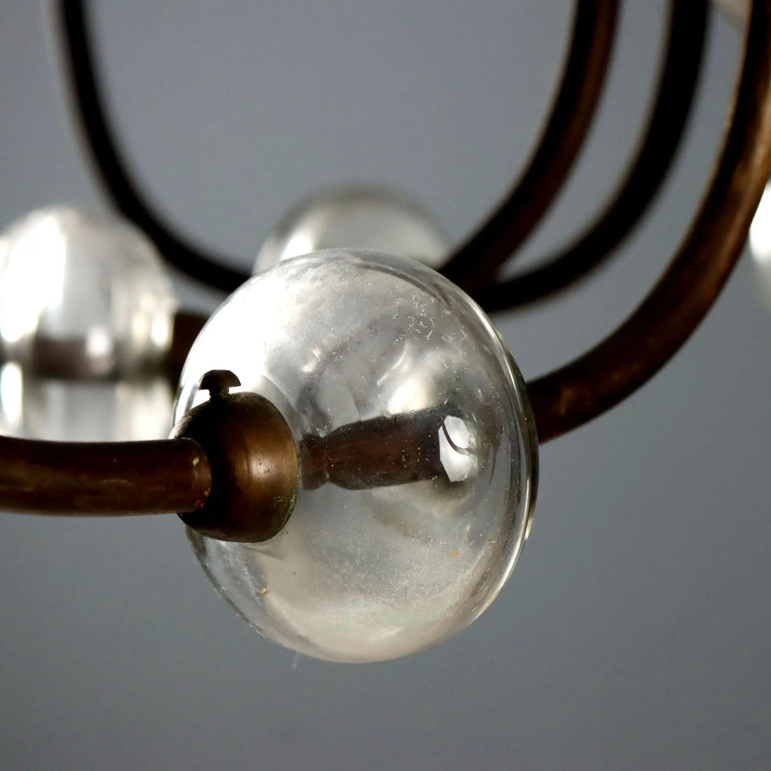 Antique Chandelier Metal Glass 8 Lights Italy Early XX Century