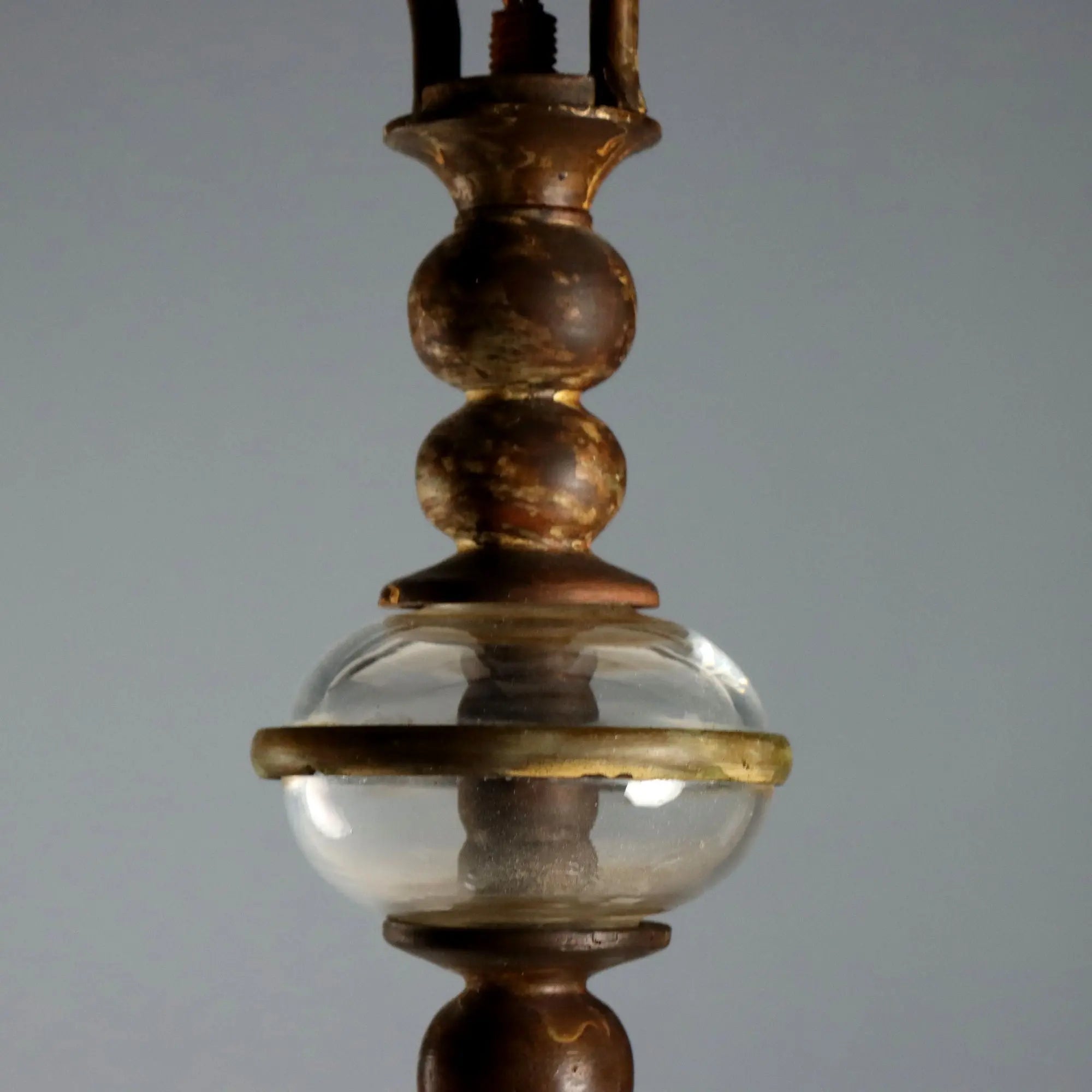 Antique Chandelier Metal Glass 8 Lights Italy Early XX Century