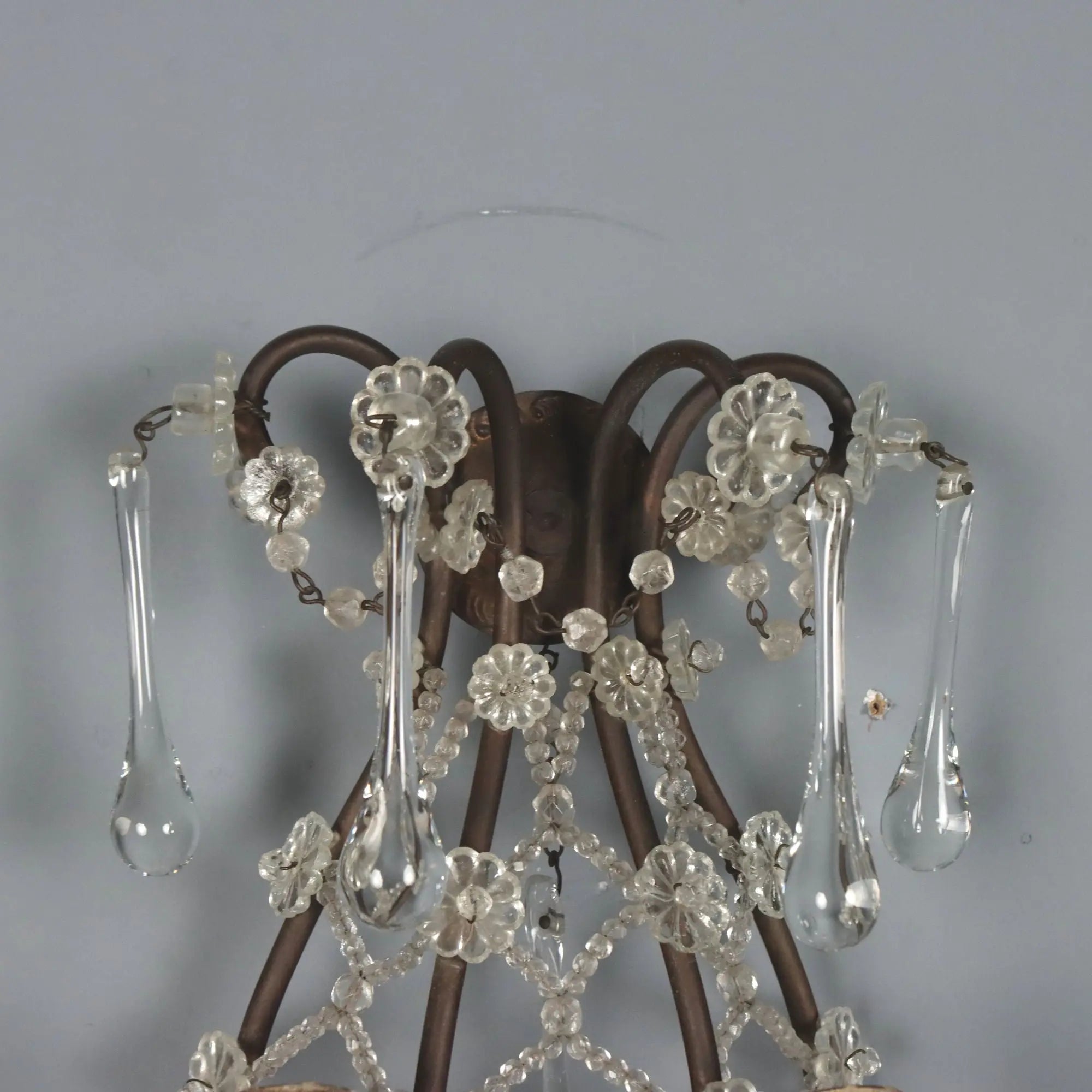 Antique Wall Lamps Burnished Metal Italy XX Century