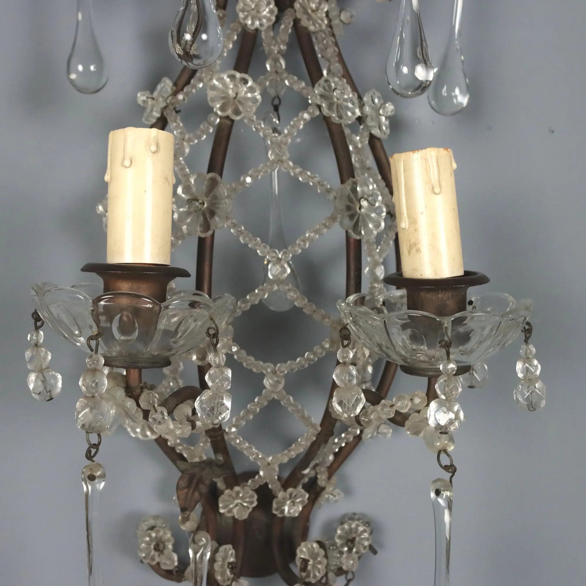 Antique Wall Lamps Burnished Metal Italy XX Century