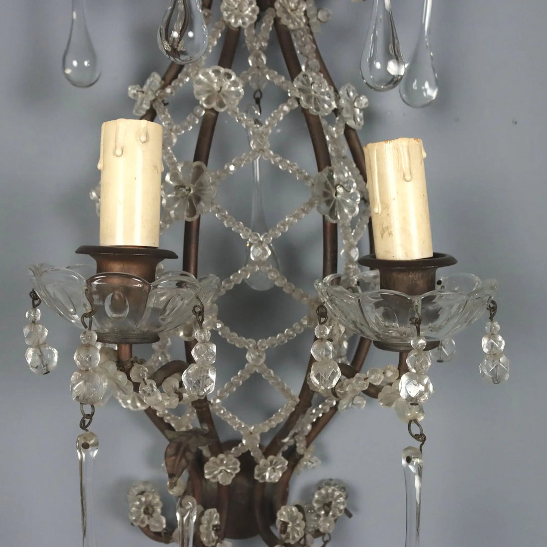Antique Wall Lamps Burnished Metal Italy XX Century
