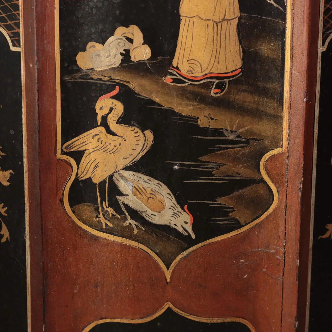 Pair of Chinoiserie Style Columns - Lacquered Wood