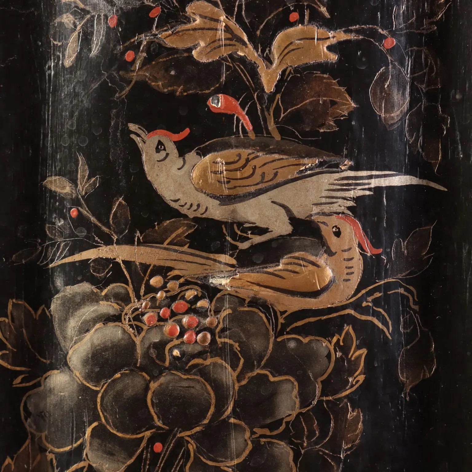 Pair of Chinoiserie Style Columns - Lacquered Wood