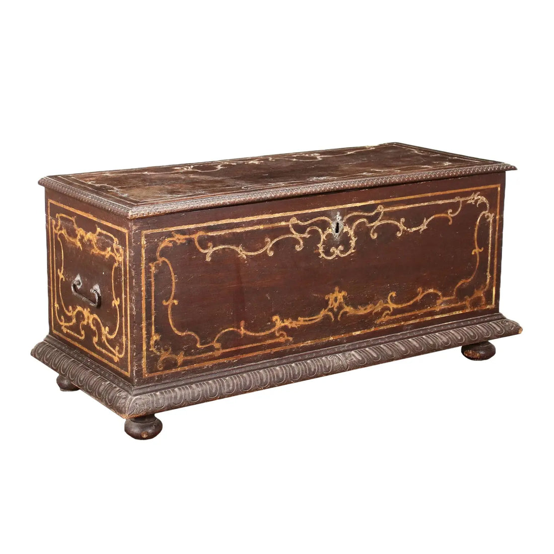 Piedmontese Chest with Beaded Frame and Stucco Inlays XVIII Century