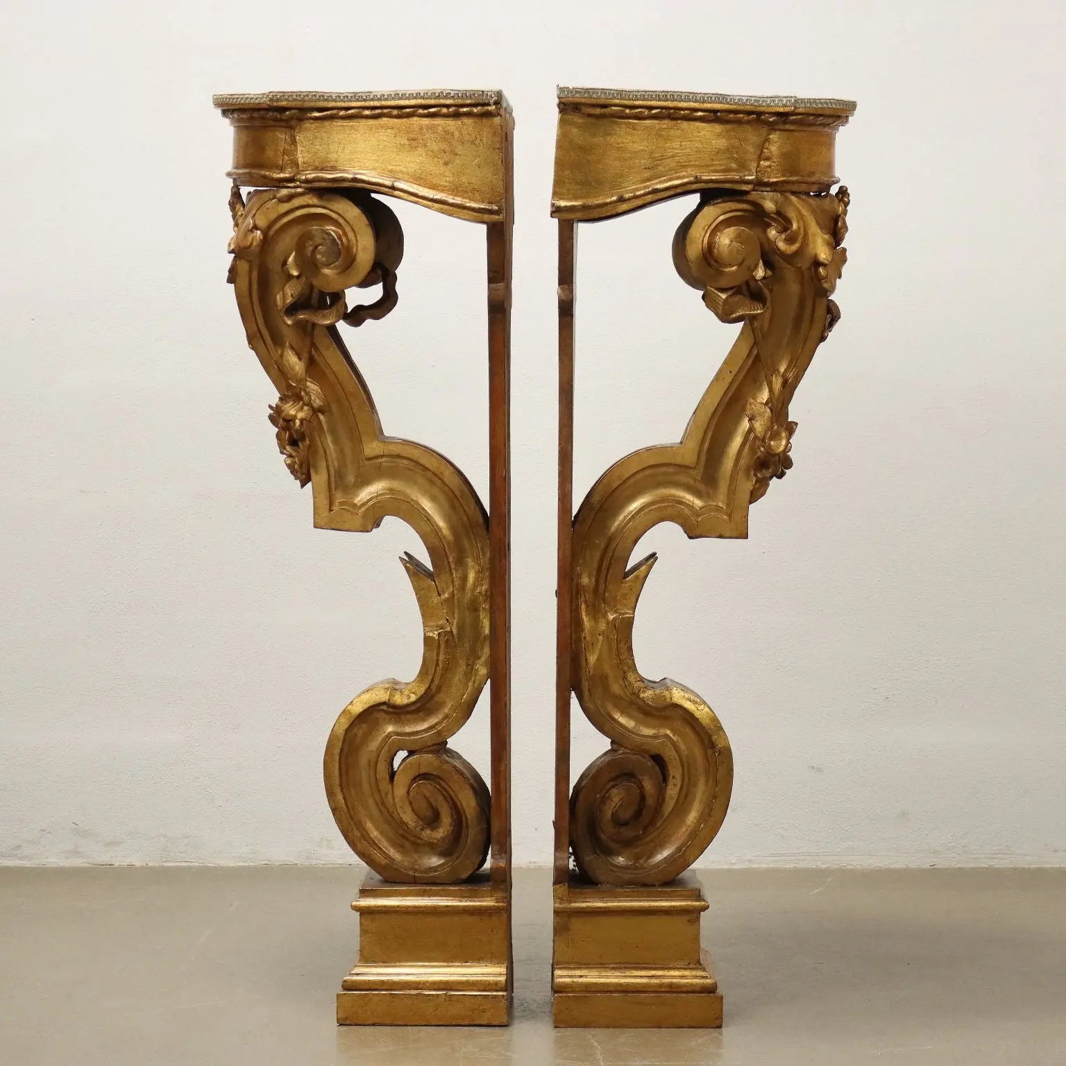 Pair of Antique Shelves Gilded Poplar Italy XX Century - Italy, Late XIX Century | Antiques | Other Furniture