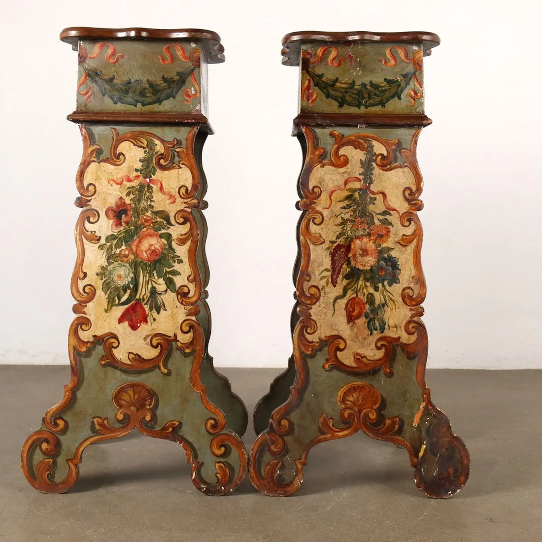 Pair of Italian Lacquered Stands - Late 19th Century