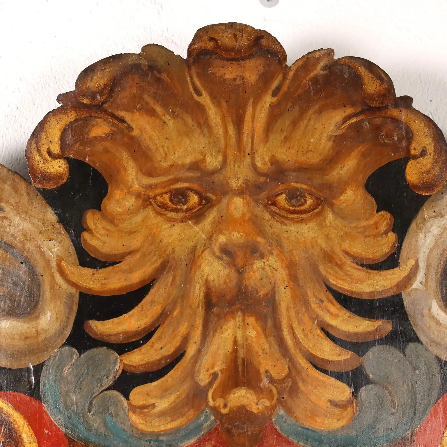 Baroque Pasqui Coat of Arms in Painted Wood
