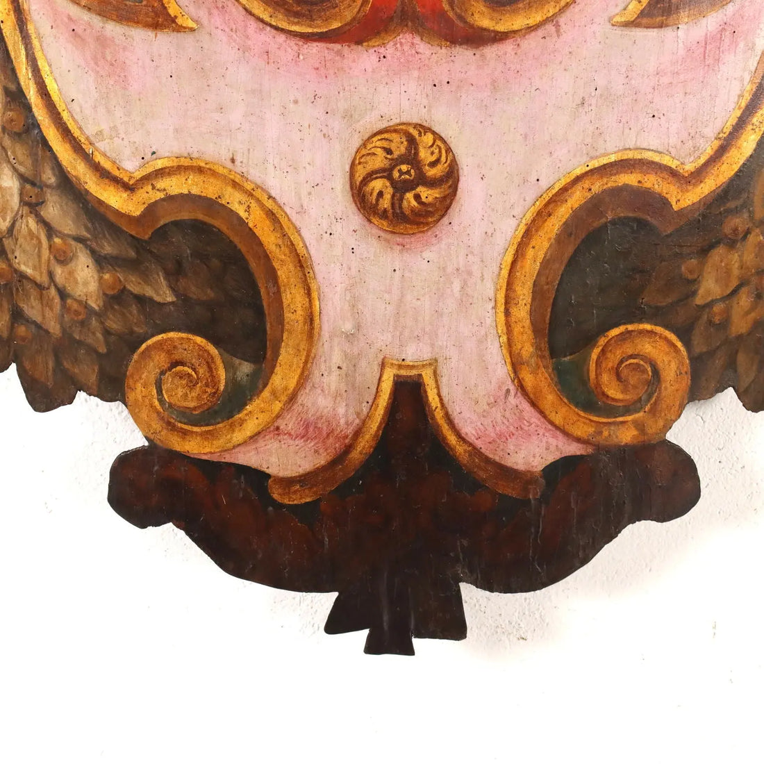 Baroque Pasqui Coat of Arms in Painted Wood
