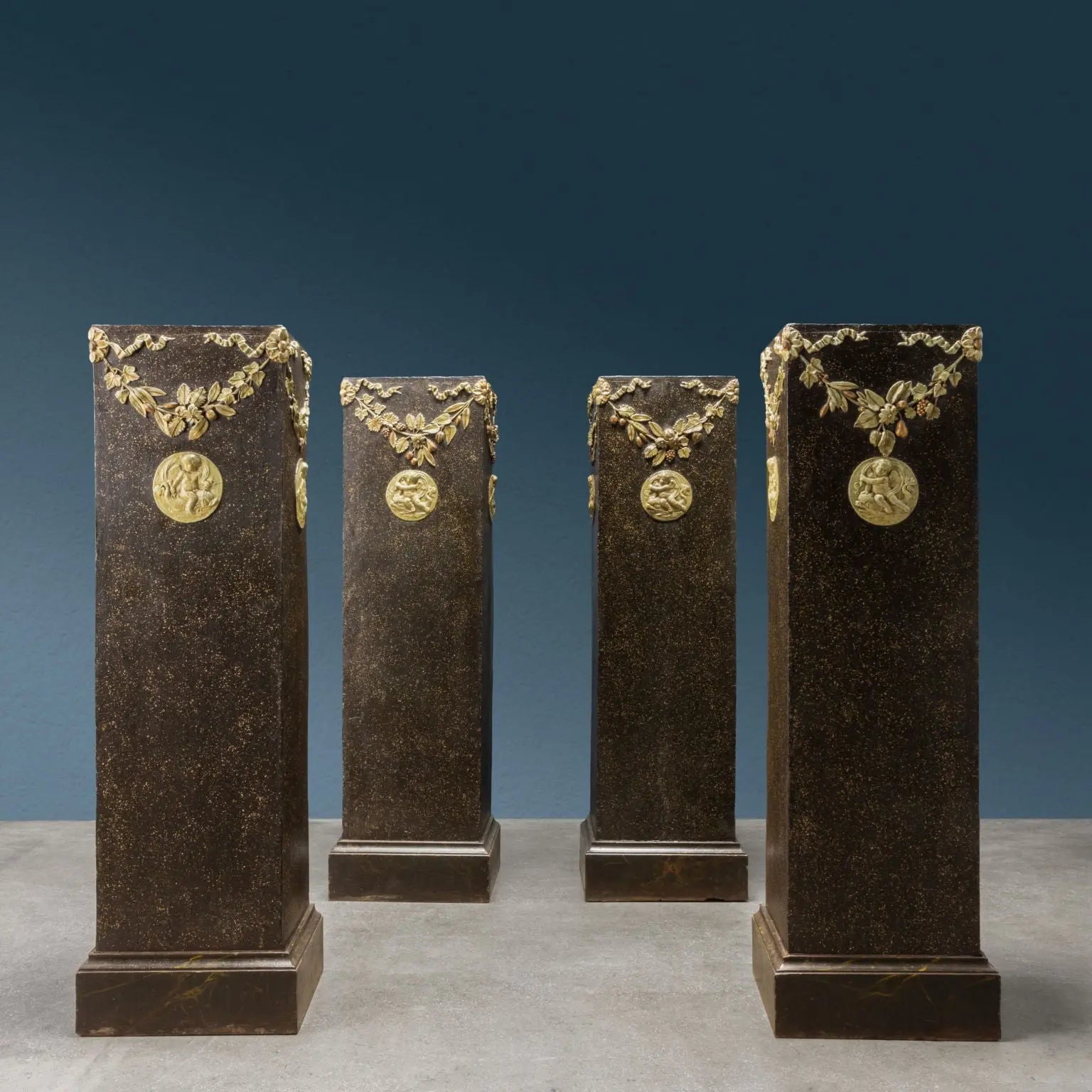 Neoclassical Columns in Lacquered Poplar, 18th Century